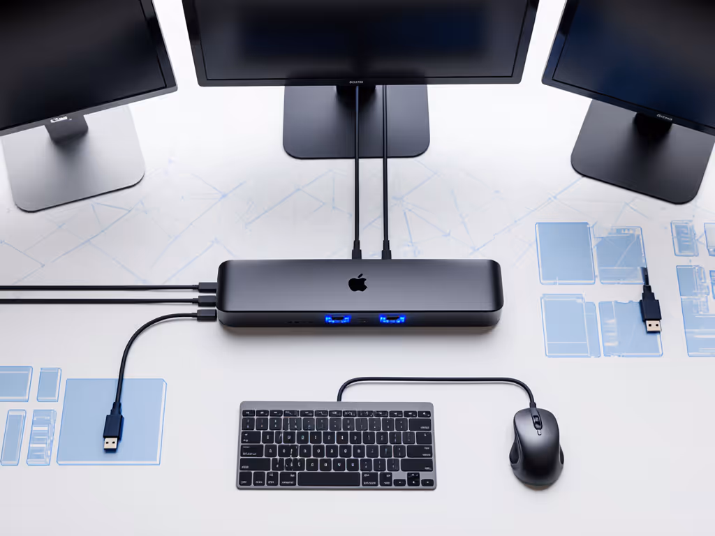 apple_silicon_mac_docking_station_setup_with_multiple_external_displays_and_networked_peripherals