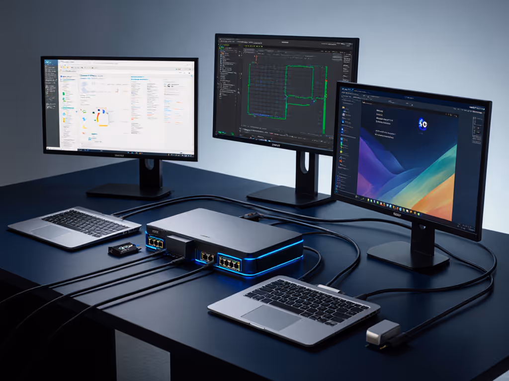 enterprise_docking_station_deployment_showing_multiple_monitors_and_laptops_connected_to_a_single_universal_dock