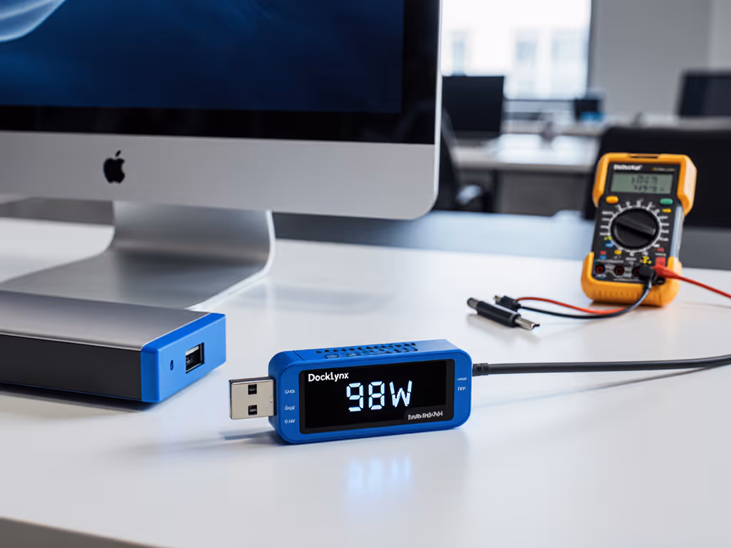 caldigit_ts4_power_delivery_test_setup_showing_98w_sustained_load